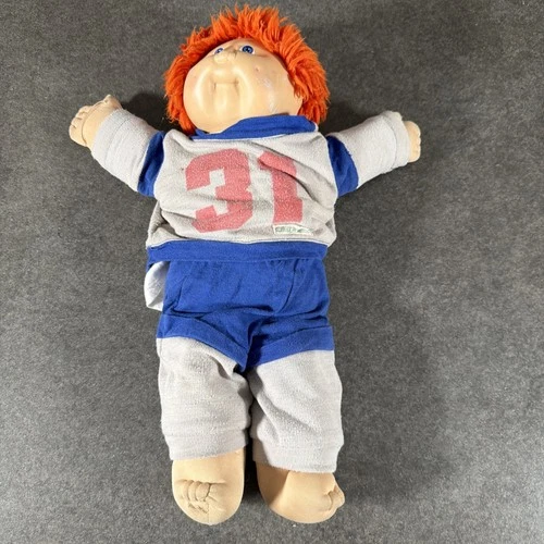 Vintage 1985 Cabbage Patch White Boy Doll w CP  Football Outfit