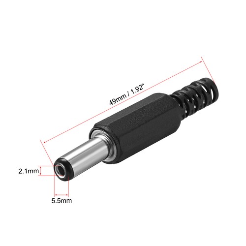 Connecteur mâle DC 5,5mmx2,1mmx14mm Adaptateur Câble alimentation noir 10Pcs - Photo 2/3