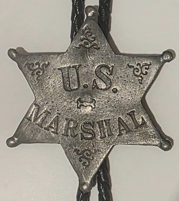 Vintage Metal Bolo Tie, Nice Big Size, Badge, U.S. Marshal, Nice Western Design