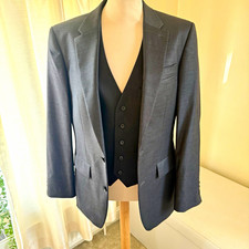 Next Men’s 2-Piece Grey Wool Blend Twill Suit 38R jacket waistcoat 36R