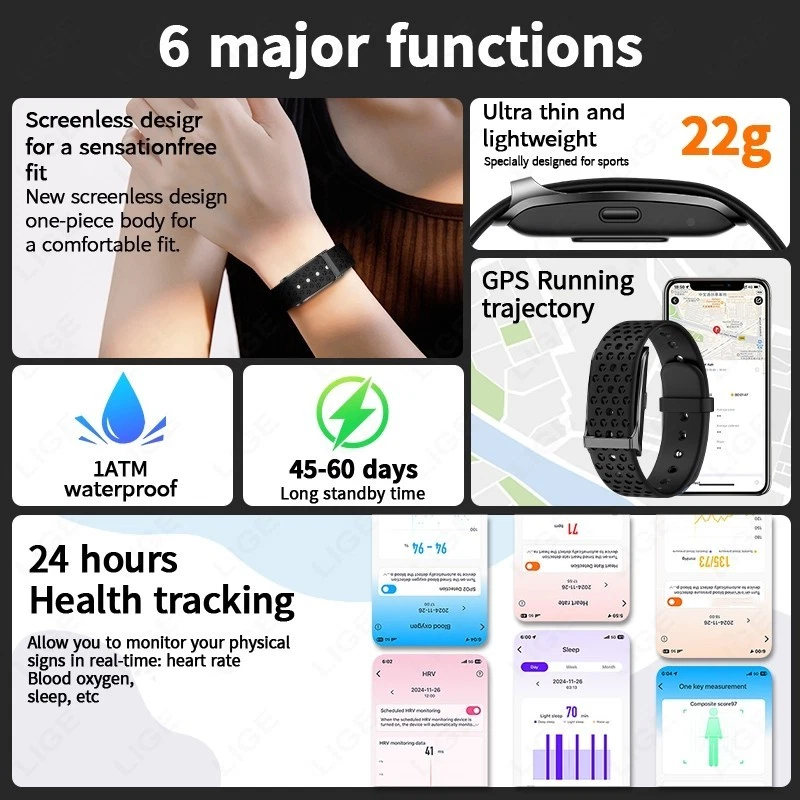 Smartwatch Damen Herren Pulsuhr Herzfrequen Schlaf Fitness Tracker Schrittzähler