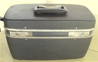 VTG SAMSONITE ROYAL TRAVELLER DK GRAY HARD CASE CARRY ON TRAIN CASE MIRROR TRAY