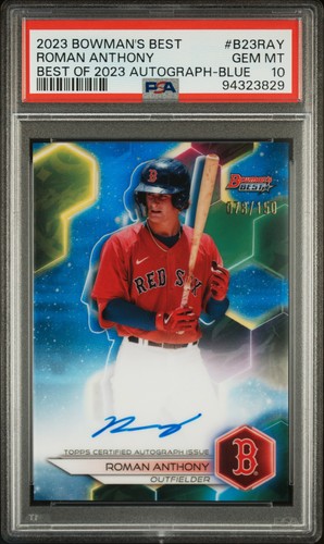 PSA 10 ROMAN ANTHONY AUTO 2023 Bowman's Best RIFRATTORE BLU/150 RC GEM MINT - Foto 2 di 4