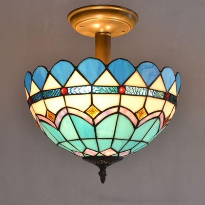 12'' Stained Glass Tiffany Ceiling Light Fixture Bohemia Chandelier Pendant Lamp