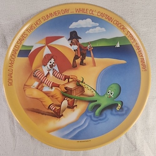 Plate Vintage 1977 McDonalds Ronald McDonald Collectors Captain Crook Beach Sun - Picture 1 of 6