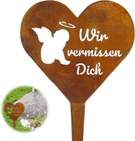Grabschmuck Wetterfest, 28Cm Herz Grabstecker, Grab Deko, Friedhofsdeko
