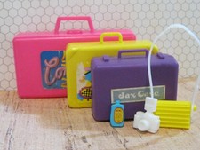 1990s BARBIE DOLL plastic LUGGAGE SET Suitcase Travel Bags/Camera purse lot jax