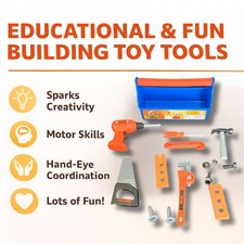 16 PCS Kids Toddler Pretend Play Construction Tool Toy Set Drill Pliers Wrench