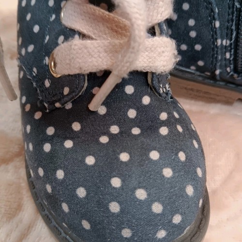 Cat & Jack Toddler Polka Dot Ankle Boots Grey Blue Pink Side Zip Sz 6 Small - Picture 2 of 12