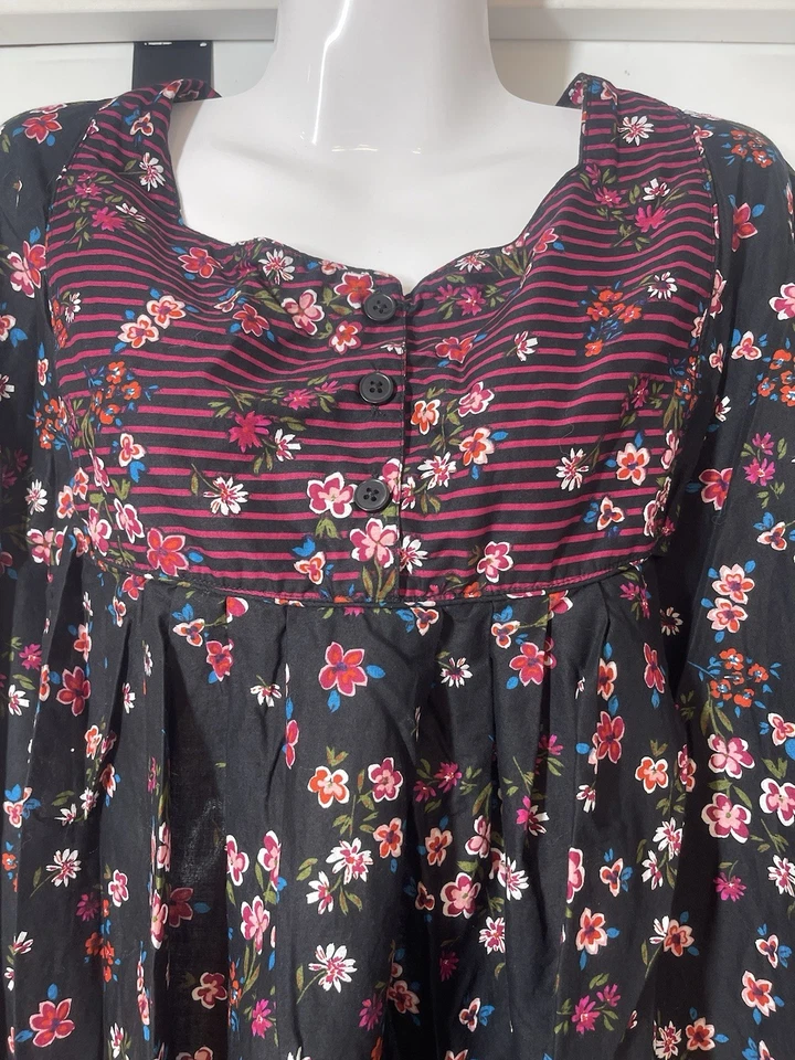 NUEVO Camisón Only Necessities Talla Grande 3X Abrigo Negro Floral Bata Muumuu Foto 4 de 4