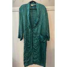 Victoria's Secret Women's Vintage Gold Label 90 s Green Satin Bath Robe Size M/L