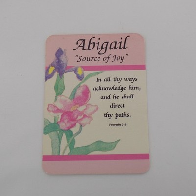 Abigail Source of Joy Keepsake Name Meaning Card Bible Verse Christian Religious