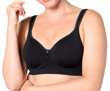 Breezies Lace Comfort Underwire T-Shirt Bra 34C Black A606731 Foam Cup 12306