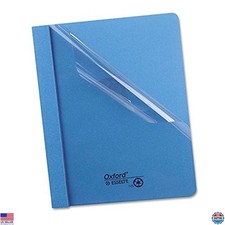 Oxford 55801 Blue Clear Front Report Covers, 3 Fasteners, 1/2" Capacity, 25-Pack