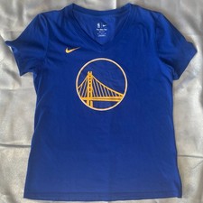 NBA T-Shirt Golden State Warriors Nike Tee Blue V Neck Dri Fit Womens Medium