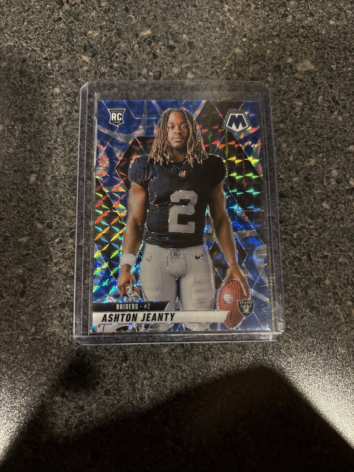 2025 Mosaic Football #287 Ashton Jeanty RC Image Variation Blue Scope Raiders