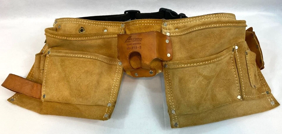 New AWP Suede Leather AS-499-3 Construction Tool Belt Pouch Holder Adjustable - Image 3 of 4