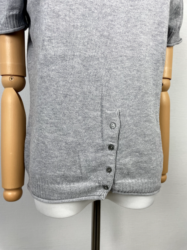 Max Mara Basic Gray Short Sleeve Buttons Knit Round Neck T-Shirt Sz M - Picture 4 of 14