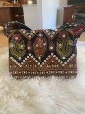 Isabella Fiore Handbag Embroidered Beaded Boho Satchel Shoulder Bag Purse