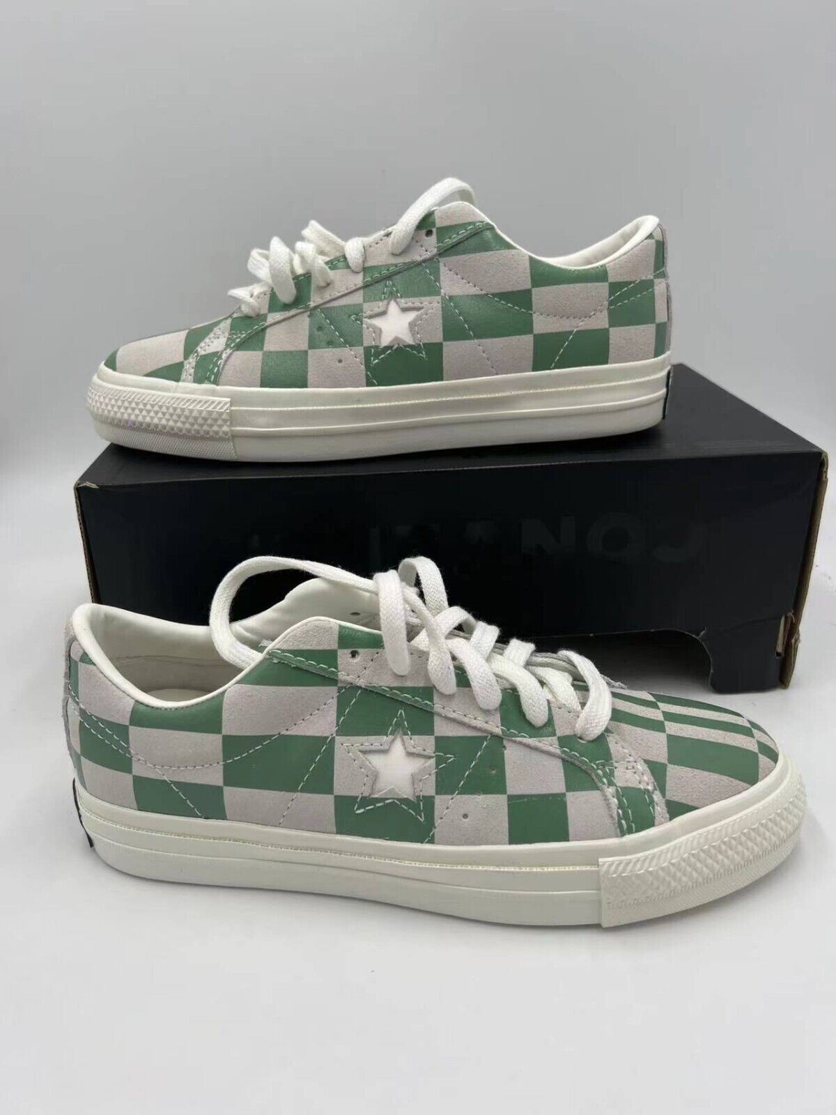 One Star OX Shoes White Green Checkerboard Men&#039;s 11 EUR 45 172353C | eBay