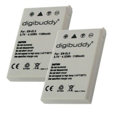 2 x 1180mAh Akku f Nikon Coolpix P80, P90, P100, P500, P510, P520, P530 - EN-EL5