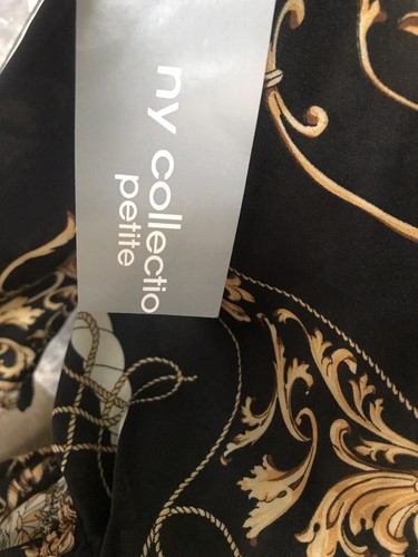 NY Collection Black Scroll Blouse Stylish Chic Top Women’s Petite Medium NEW - Picture 6 of 9