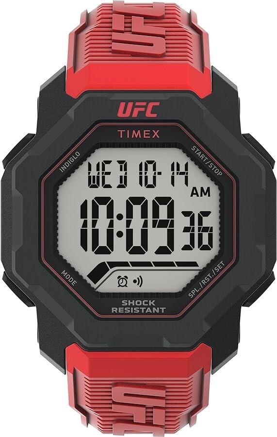 Mens Timex Official UFC Knockout Digital Chrono Alarm Red Indiglo Light Watch