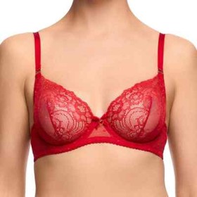 NEW DITA VON TEESE 'Fiamma' Underwire Balconette Bra Rose Red Size 36 B $70