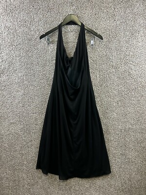 black halter shift dress Sleevelss Satin Mini Halter Shift Dress - MEDIUM / Black