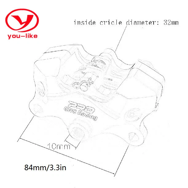 CNC Grey Rear Left Brake Caliper Pump Cylinder Kit Universal For 32mm Racingbike - Image 3 of 4