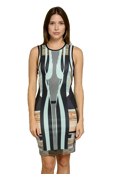 clover canyon bodycon dress CLOVER CANYON Chevrolet print bodycon scuba