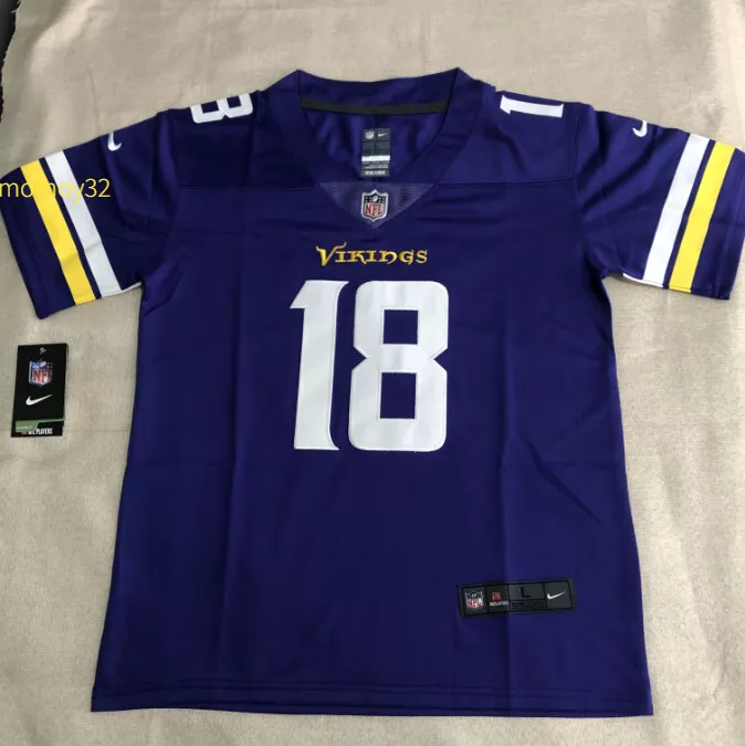 Youth Vikings Justin Jefferson #18 Purple Color S-XL Size Stitched Jersey