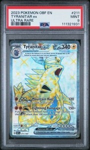 PSA 9 211 TYRANITAR EX 2023 POKEMON OBF EN-OBSIDIAN FLAMES ULTRA RARE
