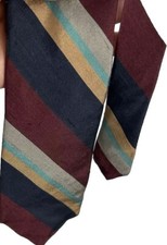 Briar Neck Tie DIagonal Stripes Blue Maroon Silver Made in USA 56"L 3"W Vtg