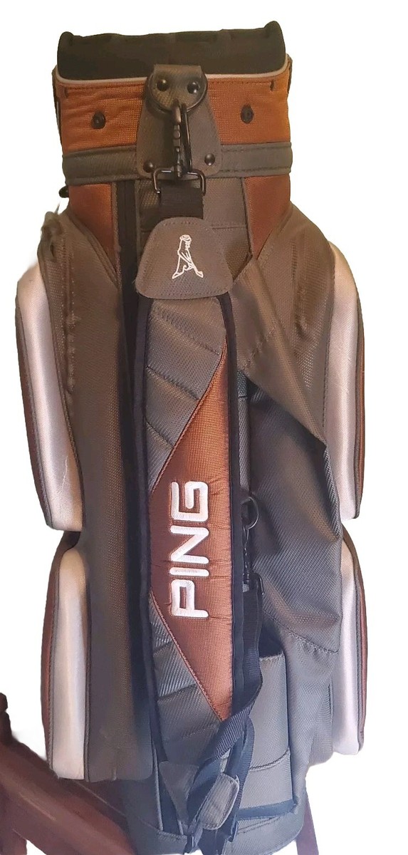 Ping “Pioneer” Golf Bag 14 Way Divider Copper/ Grey Cart Bag Ping “Pioneer” Golf Bag 14 Way Divider Copper/ Grey Cart Bag
