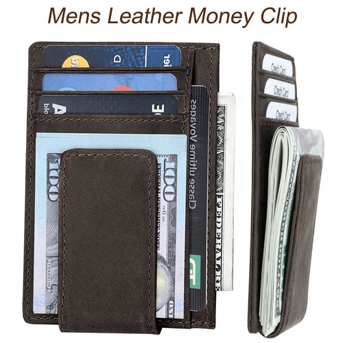 Men's Slim Front Pocket Wallet With Magnetic Money Clip - Genuine Leather, RFID Blocking, Credit Card Holder - View #6