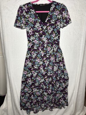 PRETTYGARDEN Boho Dress Wrap V Neck Short Sleeve Ruffle Hem A-Line Flowy Sz S | eBay PRETTYGARDEN Boho Dress Wrap V Neck Short Sleeve Ruffle Hem A-Line Flowy Sz S | eBay