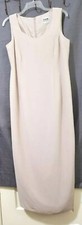 FLASH SALE! Womens R&M Richards sz MEDIUM LONG Dress Taupe Beige SHEER Lined Zip
