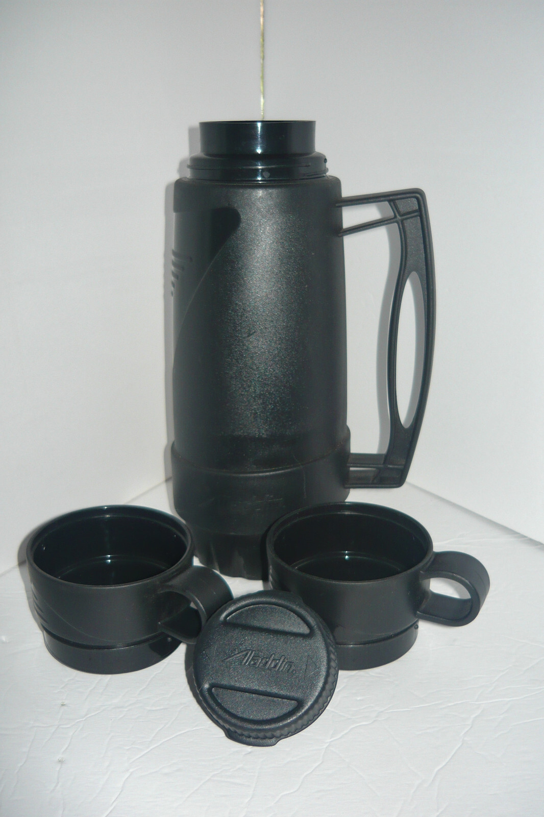 ALADDIN THERMOS 1 Liter 33.8oz Insulated Bottle w Glass Liner & 2 Stackable Cups