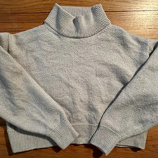 Aritzia Wilfred Free Taupe Merino Wool Cropped Turtleneck Sweater Women M