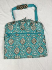 Vera Bradley Hanging Garment Travel Bag Totally Turks Blue Teal Brown Tan O/S
