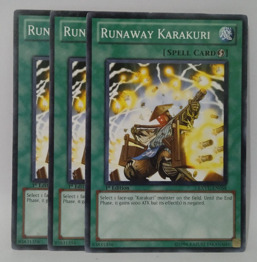 Yugioh TCG 3x Runaway Karakuri EXVC-EN058 Common 1st Edition Light Play Yugioh TCG 3x Runaway Karakuri EXVC-EN058 Common 1st Edition Light Play