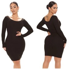 FASHION NOVA ☆ Jill Double Lined Mini Long Sleeve Dress ☆ Black ☆ Size 3X ☆ NWT