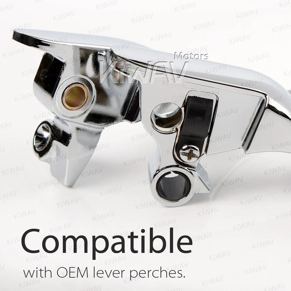 Комплект хромированных рычагов ручного управления KiWAV 4 отверстия подходит для 2008 Harley Street Glide FLHX - Изображение 2 из 4