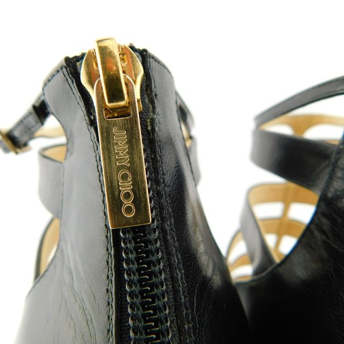 JIMMY CHOO Size 10 FATHOM Black Strappy Heels Pumps Shoes 41 Eur - Picture 7 of 11