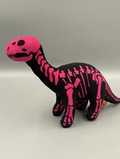 Adventure Planet 16” Long Pink Black BRONTOSAURUS DINOSAUR SKELETON Plush