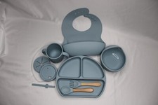 Baby Feeding Set Silicone 10-Piece Blue Set