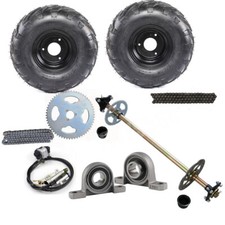 Go Kart Rear Live Axle Kit Brake Caliper Wheel Tire Sprocket for ATV Quad Taotao