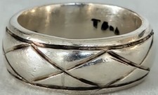 VTG STERLING SILVER TAXCO 8MM BAND RING SZ 6.5 MADE MEXICO