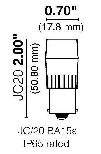 Halco JC20/2WW/BA15S/LED2 81100 LED JC 2.3W 3000K IP65 BA15S PROLED - Image 3 of 3